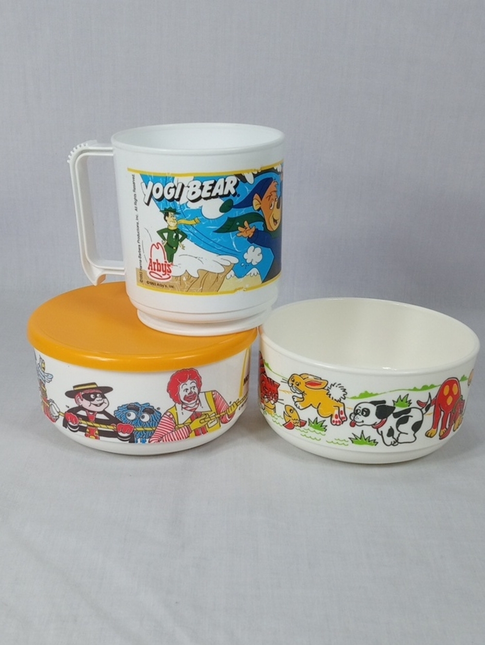 Vintage McDonald's Bowl With Lid And Arby's Yogi Bear Mug With  Additional Bowl